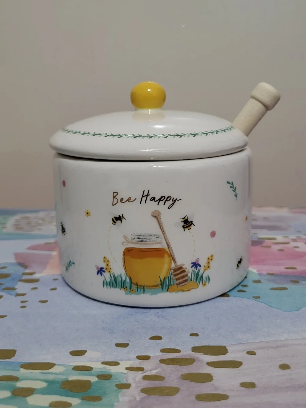 The Beekeeper 'Bee Happy' Honey Pot & Drizzler